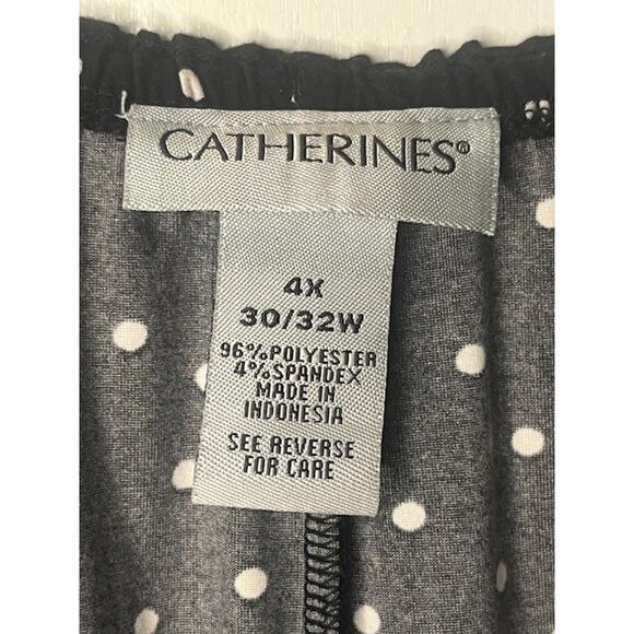 Catherines Plus Size 4X 30/32 Black White Polka Dot Top Shirt Blouse Zip Tunic - Picture 5 of 6